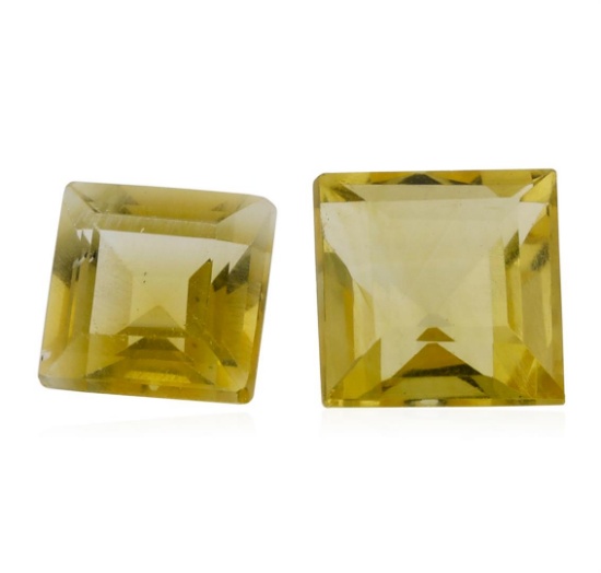 1.88 ctw.Natural Square Step Cut Citrine Quartz Parcel of Two