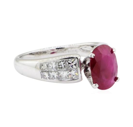 2.64 ctw Ruby and Diamond Ring - 14KT White Gold