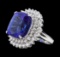 18.07 ctw Tanzanite and Diamond Ring - 14KT White Gold