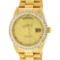 Rolex Mens 18K Yellow Gold 2.75 ctw Channel Set Diamond Day Date President Wrist