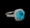 3.57 ctw Apatite and Diamond Ring - 14KT White Gold