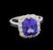 4.71 ctw Tanzanite and Diamond Ring - 14KT White Gold