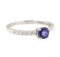 0.90 ctw Blue Sapphire and Diamond Ring - 14KT White Gold