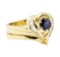 0.92 ctw Blue Sapphire And Diamond Ring And Band - 14KT Yellow Gold