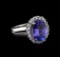 4.25 ctw Tanzanite and Diamond Ring - 14KT White Gold