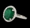 3.94 ctw Emerald and Diamond Ring - 14KT White Gold