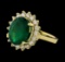 3.65 ctw Emerald and Diamond Ring - 14KT Yellow Gold