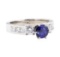 1.88 ctw Sapphire And Diamond Ring - 14KT White Gold