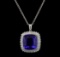 GIA Cert 40.78 ctw Tanzanite and Diamond Pendant With Chain - 14KT White Gold