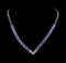 14KT White Gold 16.08 ctw Tanzanite and Diamond Necklace