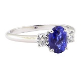 2.15 ctw Sapphire And Diamond Ring - 14KT White Gold