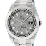 Rolex Mens SS 41MM Meteorite Baguette Diamond Datejust 2 Oyster Band Wristwatch