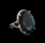 14KT White Gold 34.24 ctw Blue Topaz and Diamond Ring