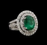 14KT White Gold 3.58 ctw Emerald and Diamond Ring