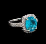 3.57 ctw Apatite and Diamond Ring - 14KT White Gold