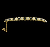 2.00 ctw Sapphire and Diamond Bangle Bracelet - 14KT Yellow Gold