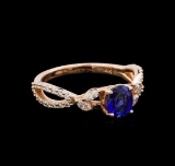 0.71 ctw Sapphire and Diamond Ring - 14KT Rose Gold