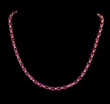 23.00 ctw Pink Tourmaline and Diamond Necklace - 14KT Yellow Gold