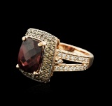 14KT Rose Gold 3.30 ctw Rubellite and Diamond Ring