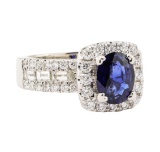 2.79 ctw Blue Sapphire And Diamond Ring - 14KT White Gold