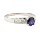 1.34 ctw Blue Sapphire and Diamond Ring - 14KT White Gold