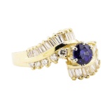2.03 ctw Blue Sapphire And Diamond Ring - 14KT Yellow Gold