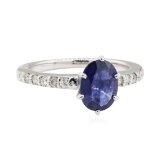 1.25 ctw Sapphire and Diamond Ring - 14KT White Gold