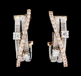 0.58 ctw Diamond Earrings - 14KT Two-Tone Gold
