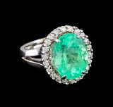 7.20 ctw Emerald and Diamond Ring - 14KT White Gold