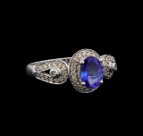 14KT White Gold 1.04 ctw Tanzanite and Diamond Ring