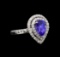 18KT White Gold 1.15 ctw Tanzanite and Diamond Ring