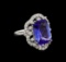 7.78 ctw Tanzanite and Diamond Ring - 14KT White Gold