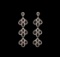 3.30 ctw Ruby and Diamond Earrings Dangle - 18KT White Gold