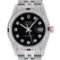 Rolex Mens SS Black Diamond & Ruby Channel Set Diamond Datejust Wristwatch