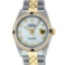 Rolex Mens 2 Tone 14K Mother Of Pearl Diamond & Sapphire 36MM Datejust Wristwatc