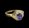 1.00 ctw Tanzanite and Diamond Ring - 14KT Yellow Gold