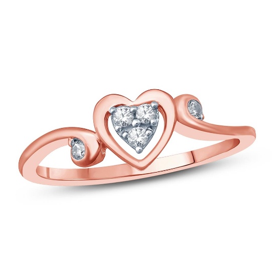 14K Rose Gold 0.09CTW Diamond Ring, (I1-I2/H-I)