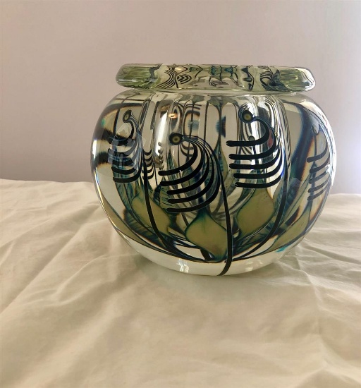 John Lotton art glass bowl -signed