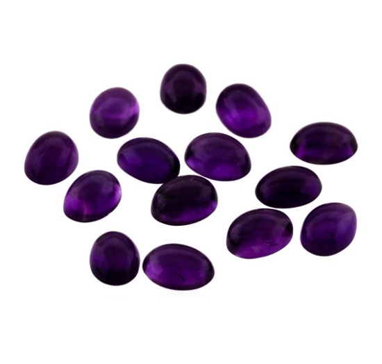 11.36 ctw.Natural Oval Cabochon Amethyst Parcel of Fourteen