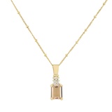 14KT Yellow Gold 2.13 ctw Morganite and Diamond Pendant With Chain