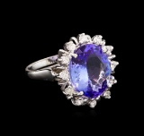 6.55 ctw Tanzanite and Diamond Ring - 14KT White Gold