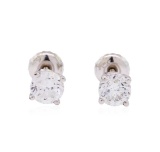 1.00 ctw Diamond Stud Earrings - 14KT White Gold