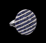 1.28 ctw Blue Sapphire and Diamond Ring - 14KT White Gold