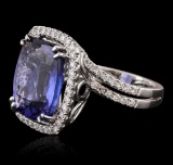 18KT White Gold GIA Certified 10.65 ctw Tanzanite and Diamond Ring