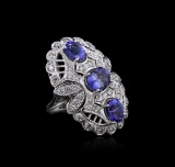 14KT White Gold 3.96 ctw Tanzanite and Diamond Ring