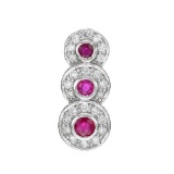 14k White Gold 0.52CTW Ruby and Diamond Pendant, (I1-I2/Purple-Red/H-I)