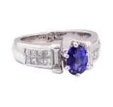 2.29 ctw Blue Sapphire And Diamond Ring - Platinum