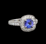 14KT White Gold 1.23 ctw Tanzanite and Diamond Ring