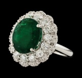 6.06 ctw Emerald and Diamond Ring - 14KT White Gold