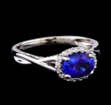 1.27 ctw Tanzanite and Diamond Ring - 14KT White Gold